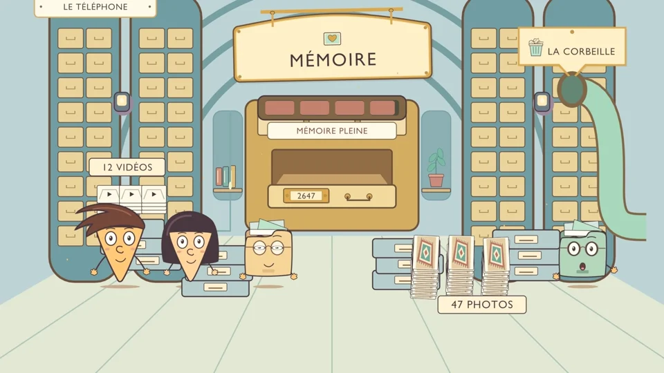 Les tiroirs pleins de la bibliothèque du téléphone