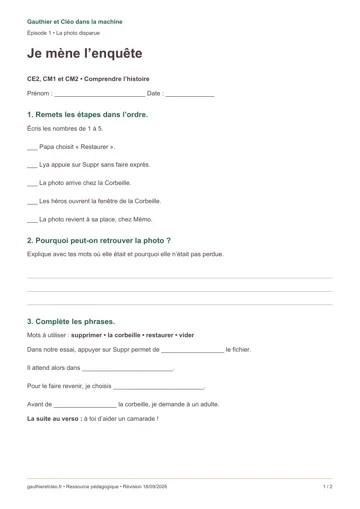 Aperçu : Je mène l’enquête
