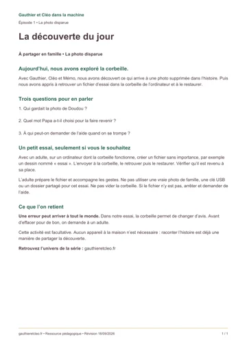 Aperçu : Le petit mot aux familles
