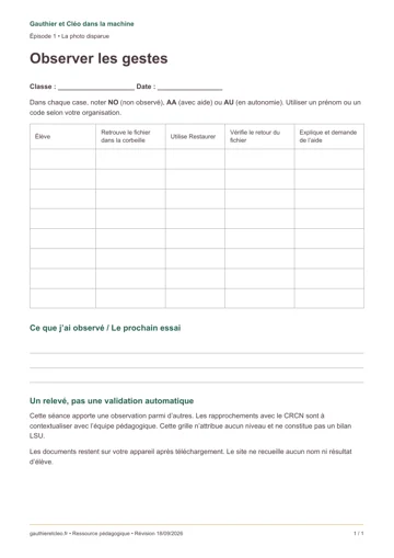 Aperçu : La grille d’observation